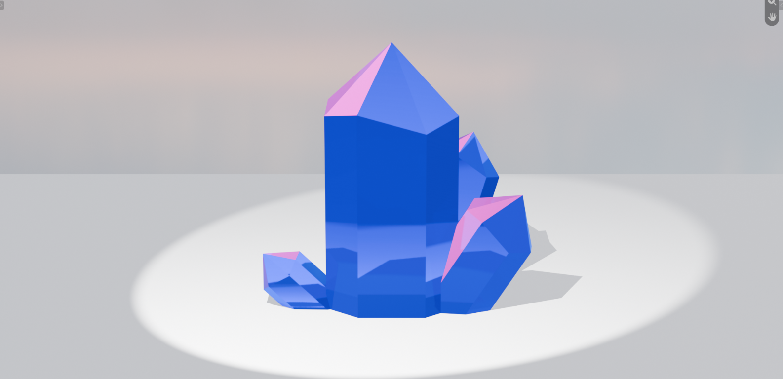 A low-poly blue and pink crystal model