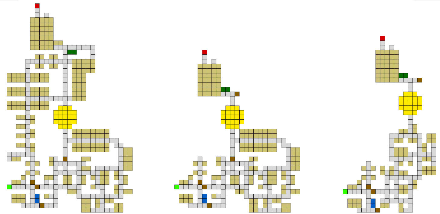 Three alternative tiled layouts for the Sublevel route